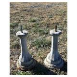Two concrete bases 27" tall with conduit going
