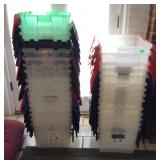 31 storage totes with interlocking lids all as
