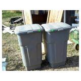 Two Rubbermaid trash cans 30 gallons each
