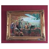 Decorator painting with lovely gilt frame, 40X50"
