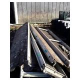Nine Scaffolding walk boards and pile of braces