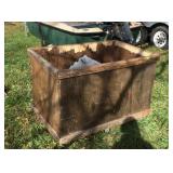 Wooden crate box on wheels and misc plywood
