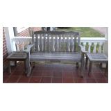 Garden bench set, nice slatted seating armed 48"