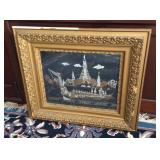 Asian decor gilt framed print,