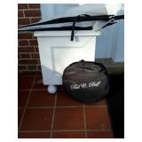 Group lot: white painted wooden ball footed box