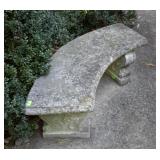 Concrete court yard bench with curved seat, 16"x
