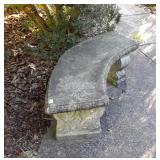 Concrete court yard bench with curved seat, 16"x