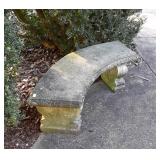 Concrete court yard bench with curved seat, 16 x