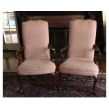 Two Queen Anne bent arm accent parlor chairs,