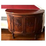Demi lune walnut server with applied Urn