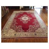 Room rug red and natural tone colors with floral