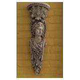 Two figural wall sconce shelves with brass