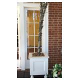 Ball footed planter box with artificial tree