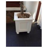 Ball footed planter boxes with artificial tree