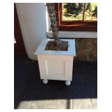 Ball footed planter boxes with artificial tree