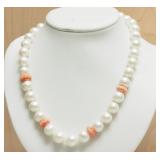 Freshwater Pearl & Hand Carved Poly Coral Floral