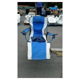 Blue and gray Lounge style folding camping chair