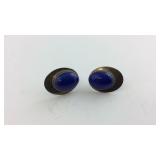 Pair of Lapis & Sterling Earrings, pierced