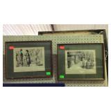 Wall decor - Pair of framed & matted prints, one