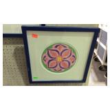 Wall art - blue framed & matted water color floral