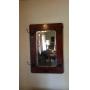 Wall mirror, tiger oak framed with hat hooks - 26
