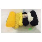 Yarn - six full to partial skeins - Black, white,