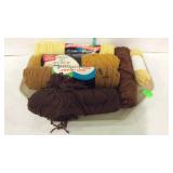 Yarn - six full to partial skeins - browns, gold,
