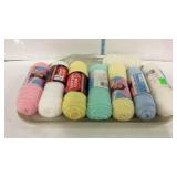 Yarn - eight full to partial skeins, baby weight,