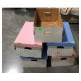 Storage boxes - lot of five, missing one lid -