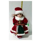 16" porcelain doll in Red velvet Christmas dress,