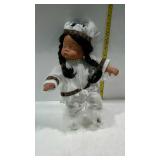 13" porcelain Indian doll in white outfit with