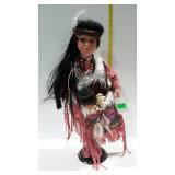 21" porcelain Indian doll in rose ultra suede