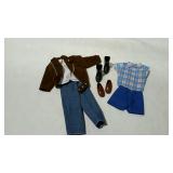 Ken doll outfits - Brown ultra suede jacket, blue