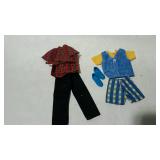 Ken doll outfits - black pants, red plaid shirt,