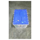 Clear tote with locking blue lid - 12 gallon