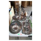 Silver plate group lot - trays, meat platters,
