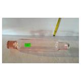 Pink glass rolling pin with cap - 14"