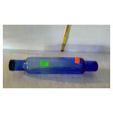 Blue glass rolling pin with cap - 14"