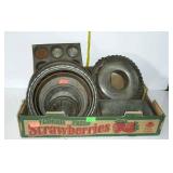 Tin bake ware lot - loaf pans, pie tins, muffin