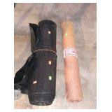 Roll of black plastic-size unknown, and roll of