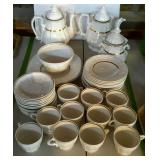 Dishware - 40-pcs white with gold trim, includes