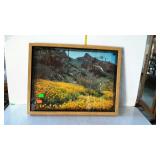 Picture wall clock with floral & cactus rock