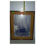 Print - wagon scene, framed & matted - 16 x 20