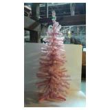 Artificial pre-lite pink Christmas tree with