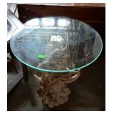 Accent table - 22" round glass top with cherub