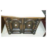 End tables, pair of with single door storage