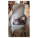Sunroom rocking chair, white wicker with seat