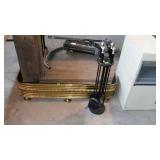 Fireplace lot - brass fender and black & silver