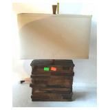 Home décor table lamp with shade, log cabin