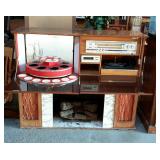 Retro design faux fireplace with electric logs,